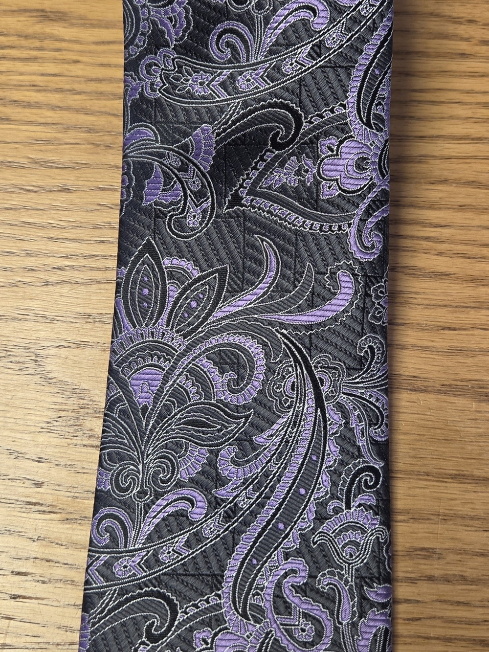 Joseph Abboud Black and Purple Paisley Woven Tie